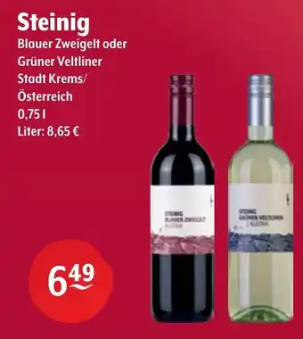Getränke Hoffmann Steinig Blauer Zweigelt oder Grüner Veltliner Angebot