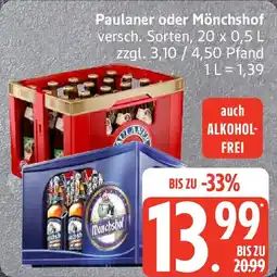 Edeka Paulaner oder Mönchshof Angebot