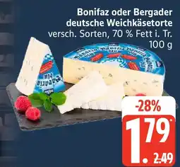Edeka Bonifaz oder Bergader deutsche Weichkäsetorte Angebot