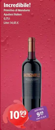 Getränke Hoffmann Incredibile! Primitivo di Manduria Angebot