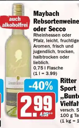 HIT Maybach Rebsortenweine oder Secco Angebot
