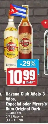 HIT Havana Club Añejo 3 Años, Especial oder Myers’s Rum Original Dark Angebot