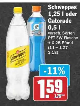 HIT Schweppes 1,25 l oder Gatorade 0,5 l Angebot
