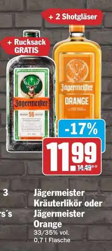 HIT Jägermeister Kräuterlikör oder Jägermeister Orange Angebot