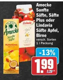 HIT Amecke Sanfte Säfte, Säfte Plus oder Lindavia Säfte Apfel Birne Angebot
