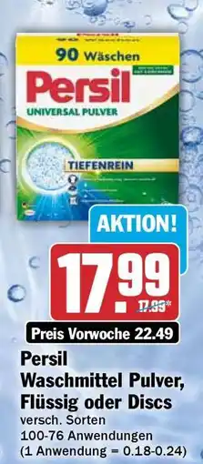 HIT Persil Waschmittel Pulver, Flüssig oder Discs Angebot