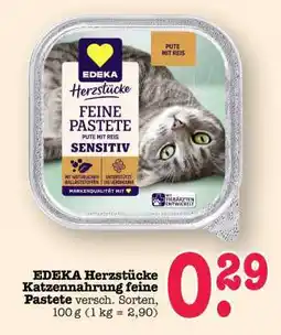 Scheck-in-Center EDEKA Herzstücke Katzennahrung feine Pastete Angebot