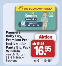 Combi Pampers Baby Dry, Premium Protection oder Pants Big Pack Windeln Angebot