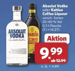 Combi Absolut Vodka oder Kahlua Coffee Liqueur Angebot