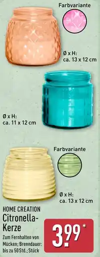 Aldi Nord HOME CREATION Citronella- Kerze Angebot