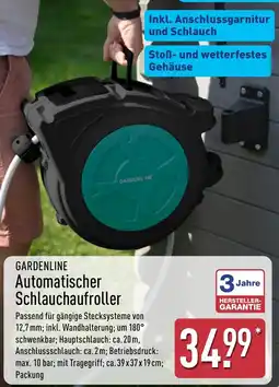 Aldi Nord GARDENLINE Automatischer Schlauchaufroller Angebot