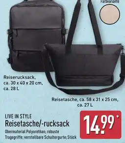 Aldi Nord LIVE IN STYLE Reisetasche/-rucksack Angebot