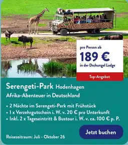 Aldi Nord Serengeti-Park Hodenhagen Afrika-Abenteuer in Deutschland Angebot