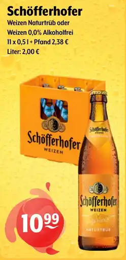 Getränke Hoffmann Schöfferhofer Weizen Naturtrüb oder Weizen 0,0% Alkoholfrei Angebot