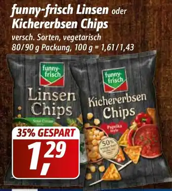 Simmel Funny-Frisch Linsen oder Kichererbsen Chips 80/90 g Packung Angebot