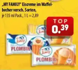 Mix Markt MY FAMILY Eiscreme im Waffelbecher Angebot