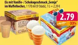 Mix Markt Eis mit Vanille-/Schokogeschmack ,,Semja" im Waffelbecher Angebot