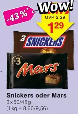 Wiglo Wunderland Snickers oder Mars Angebot