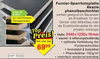 Wiglo Wunderland Furnier-Sperrholzplatte Akazie phenolbeschichtet Angebot