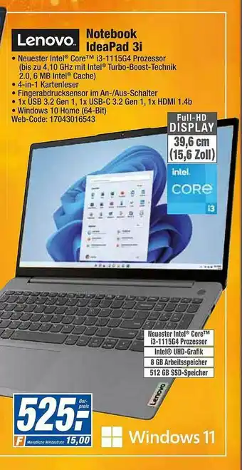 expert Octomedia Lenovo Notebook Ideapad 3i Angebot