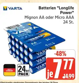 Marktkauf Varta longlife power mignon aa Angebot