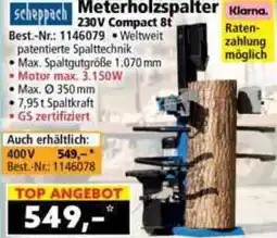 Norma Scheppach Meterholzspalter 230V Compact 8t Angebot