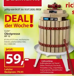Sonderpreis Baumarkt Güde Obstpresse OP 12 Angebot