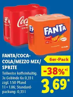 Lidl FANTA/COCA- COLA/MEZZO MIX/ SPRITE Angebot