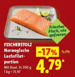 Lidl FISCHERSTOLZ Norwegische Lachsfiletportion Angebot