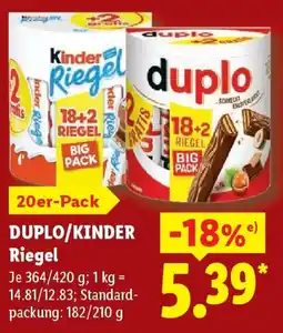 Lidl DUPLO/KINDER Riegel Angebot