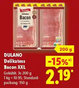 Lidl DULANO Delikatess Bacon XXL Angebot