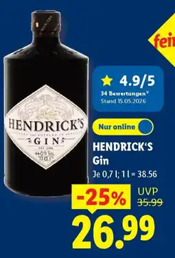 Lidl HENDRICK'S Gin Angebot