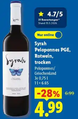 Lidl Syrah Peloponnes PGE, Rotwein, trocken Angebot
