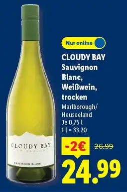 Lidl CLOUDY BAY Sauvignon Blanc, Weißwein, trocken Angebot
