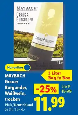 Lidl MAYBACH Grauer Burgunder, Weißwein, trocken Angebot