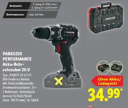 Lidl PARKSIDE PERFORMANCE Akku-Bohrschrauber 20 V Angebot