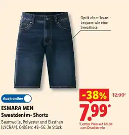 Lidl ESMARA MEN Sweatdenim-Shorts Angebot