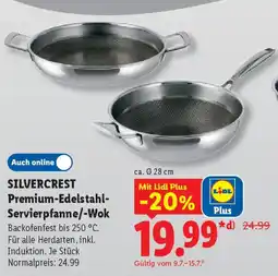 Lidl SILVERCREST Premium-Edelstahl- Servierpfanne/-Wok Angebot