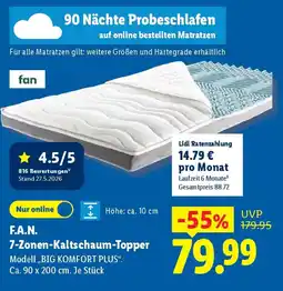 Lidl F.A.N. 7-Zonen-Kaltschaum-Topper Angebot