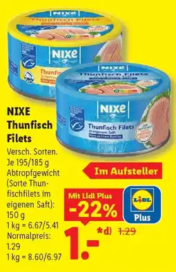 Lidl NIXE Thunfisch Filets Angebot