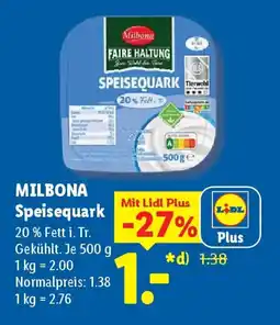 Lidl MILBONA Speisequark Angebot