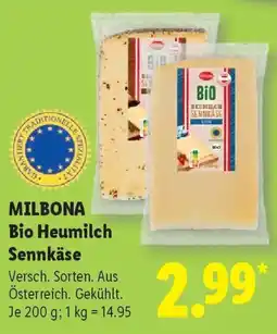 Lidl MILBONA Bio Heumilch Sennkäse Angebot