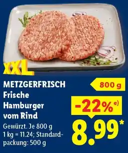 Lidl METZGERFRISCH Frische Hamburger vom Rind Angebot