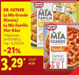 Lidl DR. OETKER La Mia Grande Diavola/ La Mia Familia Vier-Käse Angebot