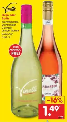 Netto Marken-Discount Vinetti Hugo oder Spritz Angebot