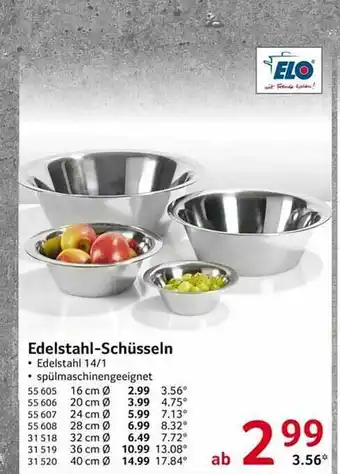 Selgros Elo Edelstahl-schüsseln Angebot