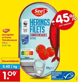 Netto Marken-Discount Sea GOLD Heringsfilet in Creme Tomatensauce Angebot