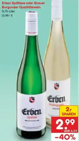 Netto Marken-Discount Erben Spätlese oder Graver Burgunder Qualitätswein Angebot