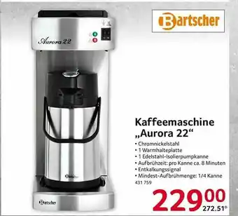 Selgros Kaffeemaschine „aurora 22” Bartscher Angebot