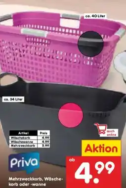 Netto Marken-Discount Priva Mehrzweckkorb, Wäschekorb oder -wanne Angebot